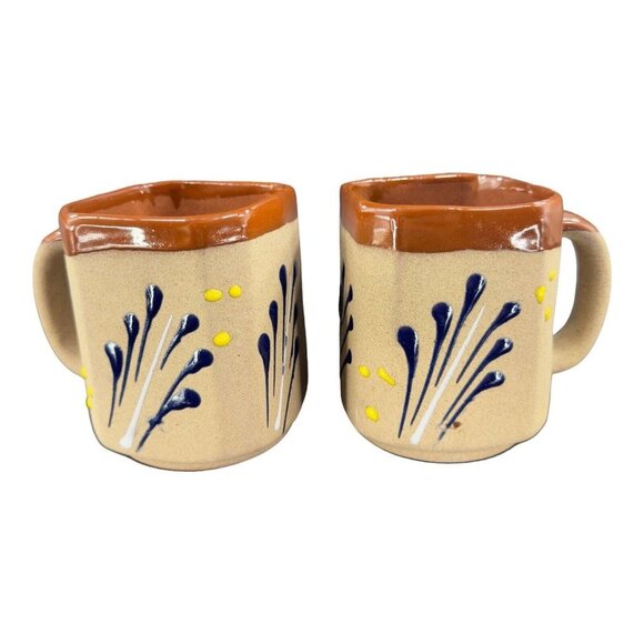 Hand Made Mexico Pottery Coffee Mug Cup Brown Textured Ceramic Hand Crafted Set - Picture 10 of 16